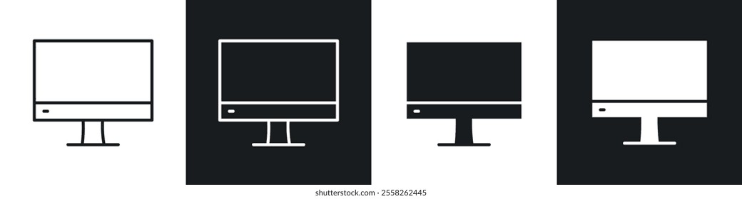 Computer icon vector collection in black and white.