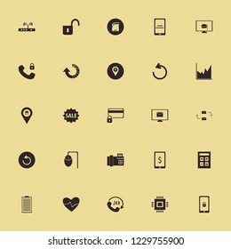 computer icon. computer vector icons set calculator, open lock, sale and credit card lock