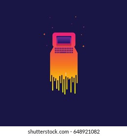 computer icon Vector illustratio development. Creative idea. on blue background