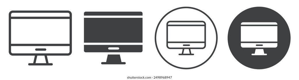Ilustración vectorial de icono de computadora en negro