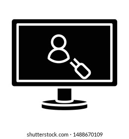 Computer Icon, Vector Illustration, Business Glyph