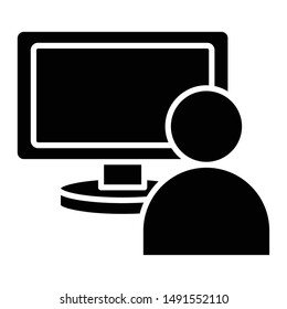 Computer Icon, Vector Illustration, Business Glyph