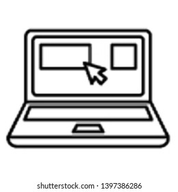 Computer Icon, Vector Illustration, Education Outline