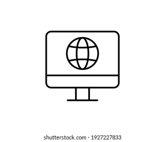 Computer icon vector illustration eps10. Computer monitor with globe icon isolated on white background