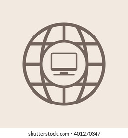 computer  icon, vector illustration. Flat design style