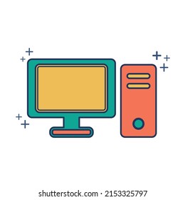 Computer icon vector illustration glyph style design with color and plus sign. Isolated on white background.