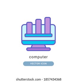 computer icon vector illustration. computer icon lineal color design.