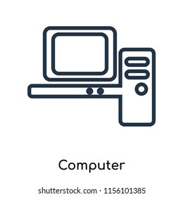 Computer icon vector isolated on white background, Computer transparent sign , thin symbols or lined elements in outline style