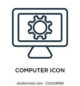 Computer icon vector isolated on white background, Computer transparent sign , linear pictogram or outline logo design in lined style