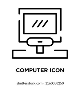 Computer icon vector isolated on white background, Computer transparent sign , line symbol or linear element design in outline style