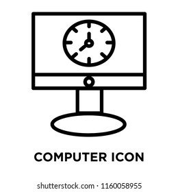 Computer icon vector isolated on white background, Computer transparent sign , line and outline elements in linear style