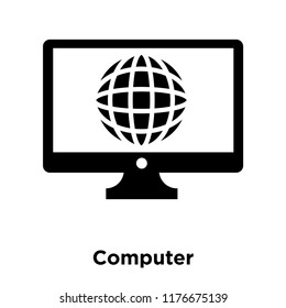 Computer icon vector isolated on white background, logo concept of Computer sign on transparent background, filled black symbol