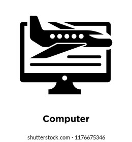 Computer icon vector isolated on white background, logo concept of Computer sign on transparent background, filled black symbol