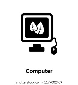 Computer icon vector isolated on white background, logo concept of Computer sign on transparent background, filled black symbol