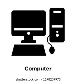 Computer icon vector isolated on white background, logo concept of Computer sign on transparent background, filled black symbol