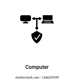 Computer icon vector isolated on white background, logo concept of Computer sign on transparent background, filled black symbol