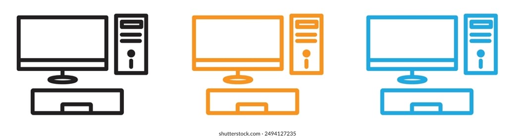 Computer icon vector logo set collection for web app ui