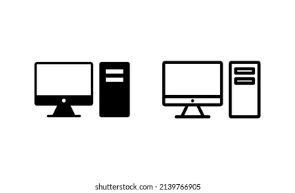 Computer icon vector. computer monitor sign and symbol