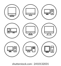 Computer icon vector. computer monitor sign and symbol