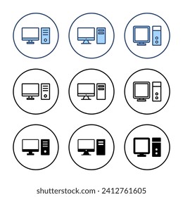 Computer icon vector. computer monitor sign and symbol