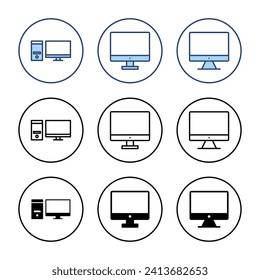 Computer icon vector. computer monitor sign and symbol