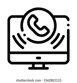 Computer Icon Vector. Outline Computer Sign. Isolated Contour Symbol Illustration