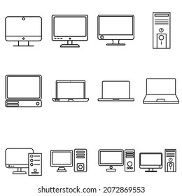 Computer  icon vector set. pc illustration sign colllection. device symbol. Laptop logo.
