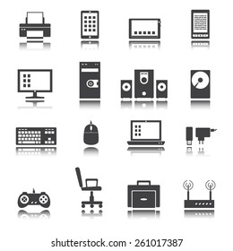 Computer icon. Vector set. Shadow reflection.  
