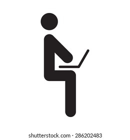 Computer icon vector user person with laptop in glyph pictogram illustration