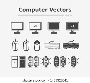 computer icon vectors line art