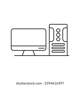 Computer icon with white background vector stock illustration