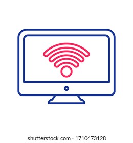 Computer icon. WiFi symbol. Internet icon. remote connection, wireless icon