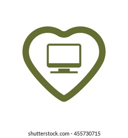  Computer  icon.Flat design.