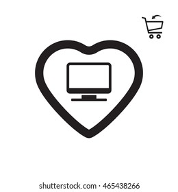  Computer  icon.Flat design.