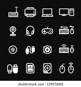 Computer Icons and and Computer Accessories Icons with Black Background