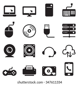 Computer Icons and and Computer Accessories Icons set Vector illustration