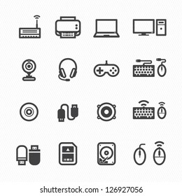 Information technology icon set. Containing computer gadget, Pc,  electronics, keyboard, wifi and website icon. Vector illustration. Stock  Vector