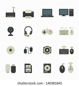 Computer Icons and and Computer Accessories Icons with White Background