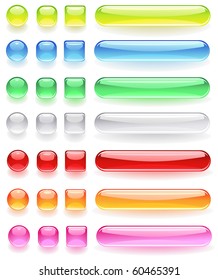 computer icons from the bright colored, transparent glass on a white background.