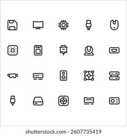 Computer Icons with line style, perfect for user interface projects