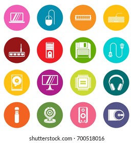 Computer icons many colors set isolated on white for digital marketing