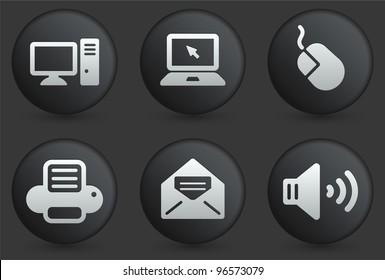 Computer Icons on Black Internet Button Collection Original Illustration