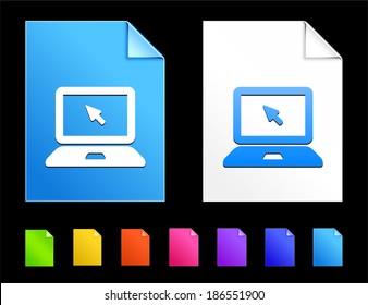 Iconos informáticos en la colorida colección de documentos de papel