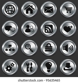 Computer Icons on Metallic Button Collection Original Illustration