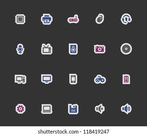 Computer icons on modern stickers