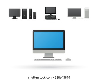 Computer Icons on white background. Vector illustration.