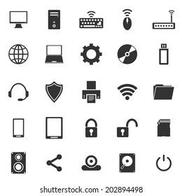 Computer icons on white background, stock vector