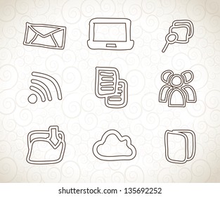 computer icons over vintage background vector illustration