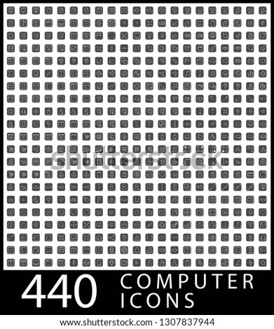 Computer icons pack, 440 Icons, Flat icon