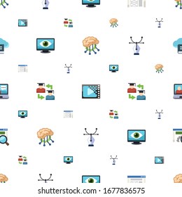 Computer Icons Pattern Seamless. Included Editable Flat Deep Learning, Encoding, Wireframe, Computer Vision, Web Infrastructure, Vector Icons. Computer Icons For Web And Mobile.